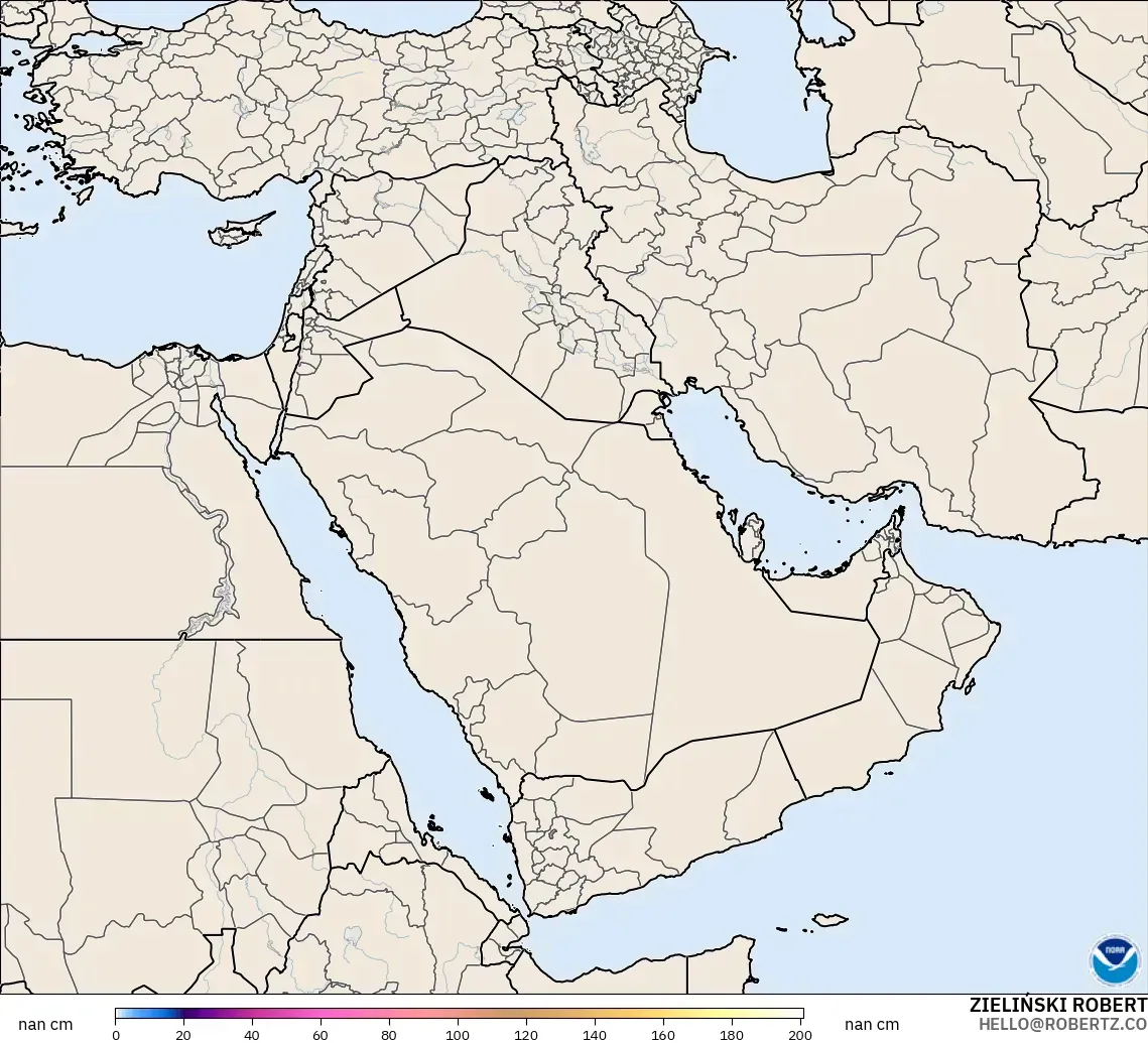 GFS modelo - Middle East, Snow Depth