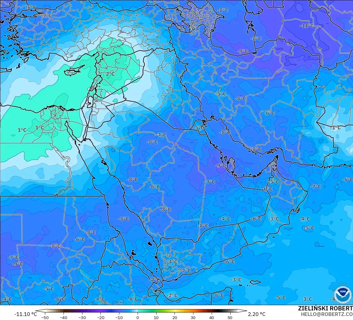 GFS modelo - Middle East, Temperature at 500hPa