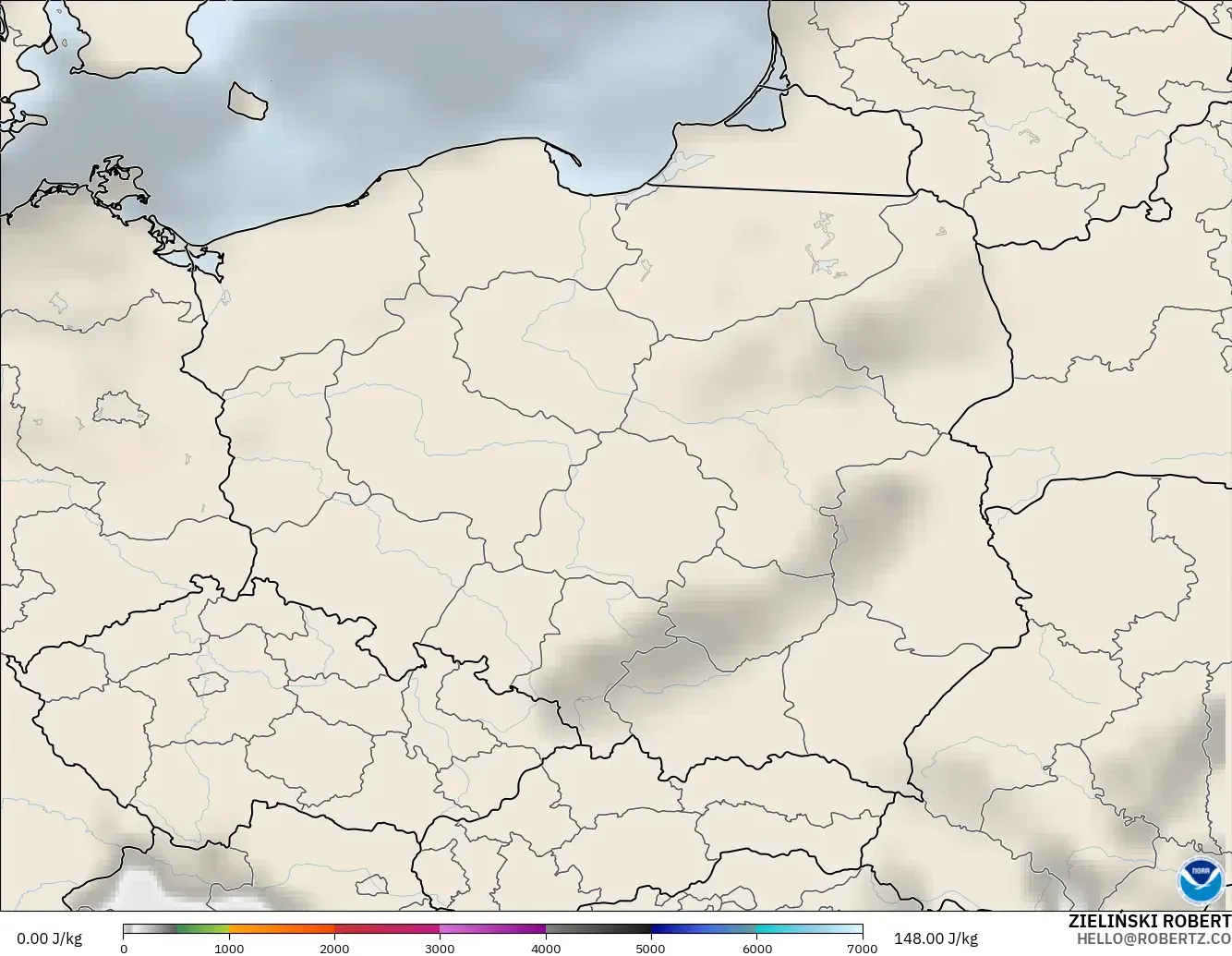 GFS modelo - Poland, CAPE