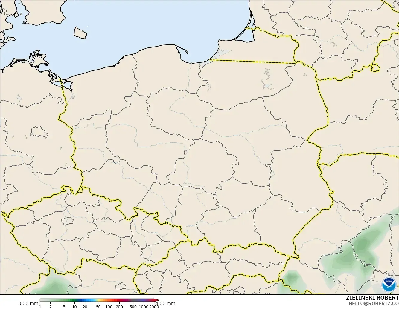 GFS modelo - Poland, Precipitation Accumulation
