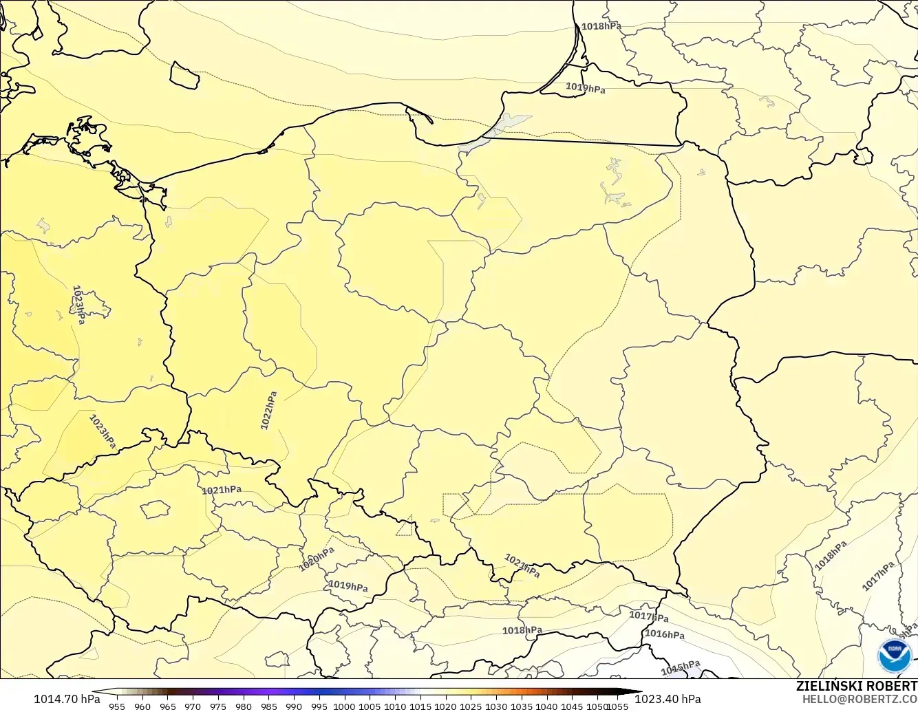 GFS modelo - Poland, Pressure
