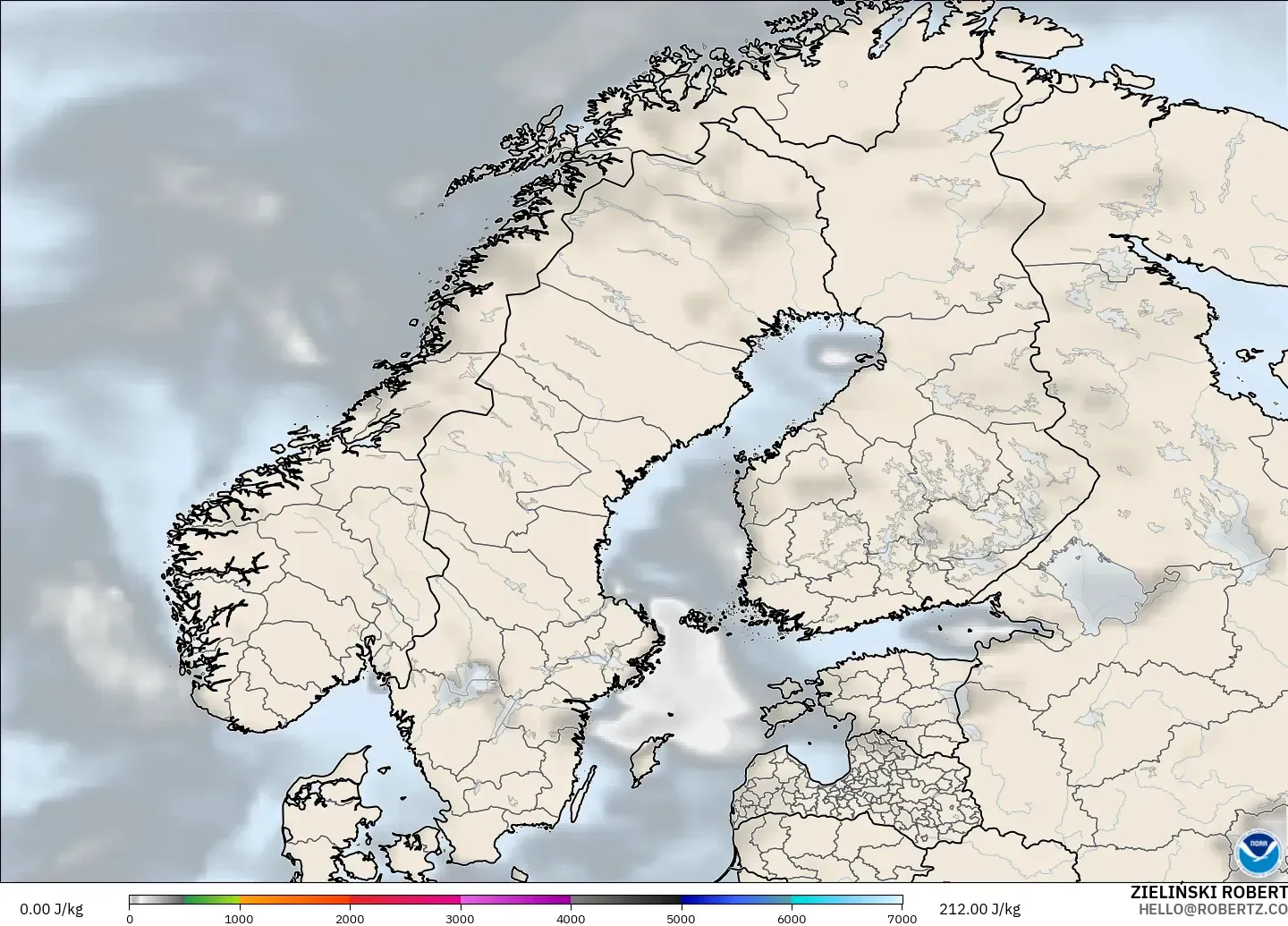 GFS modelo - Scandinavia, CAPE