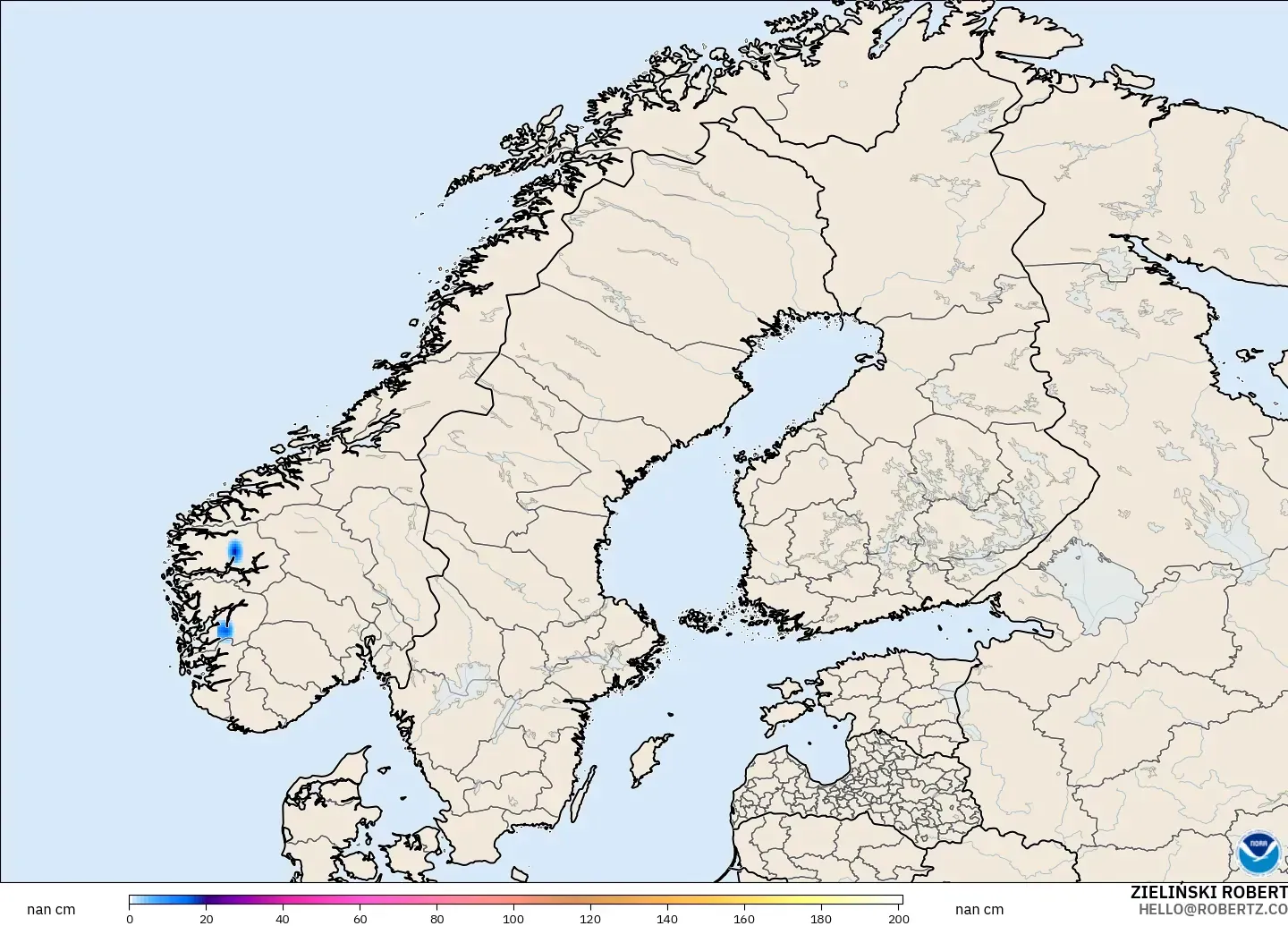 GFS modelo - Scandinavia, Snow Depth