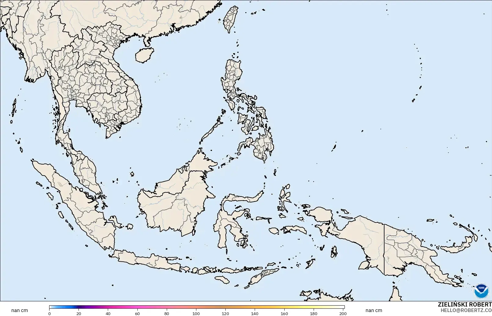 GFS modelo - South East Asia, Snow Depth