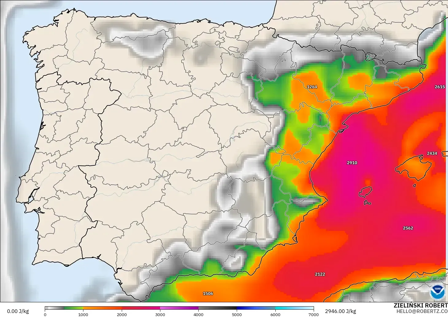 GFS modelo - Spain, CAPE