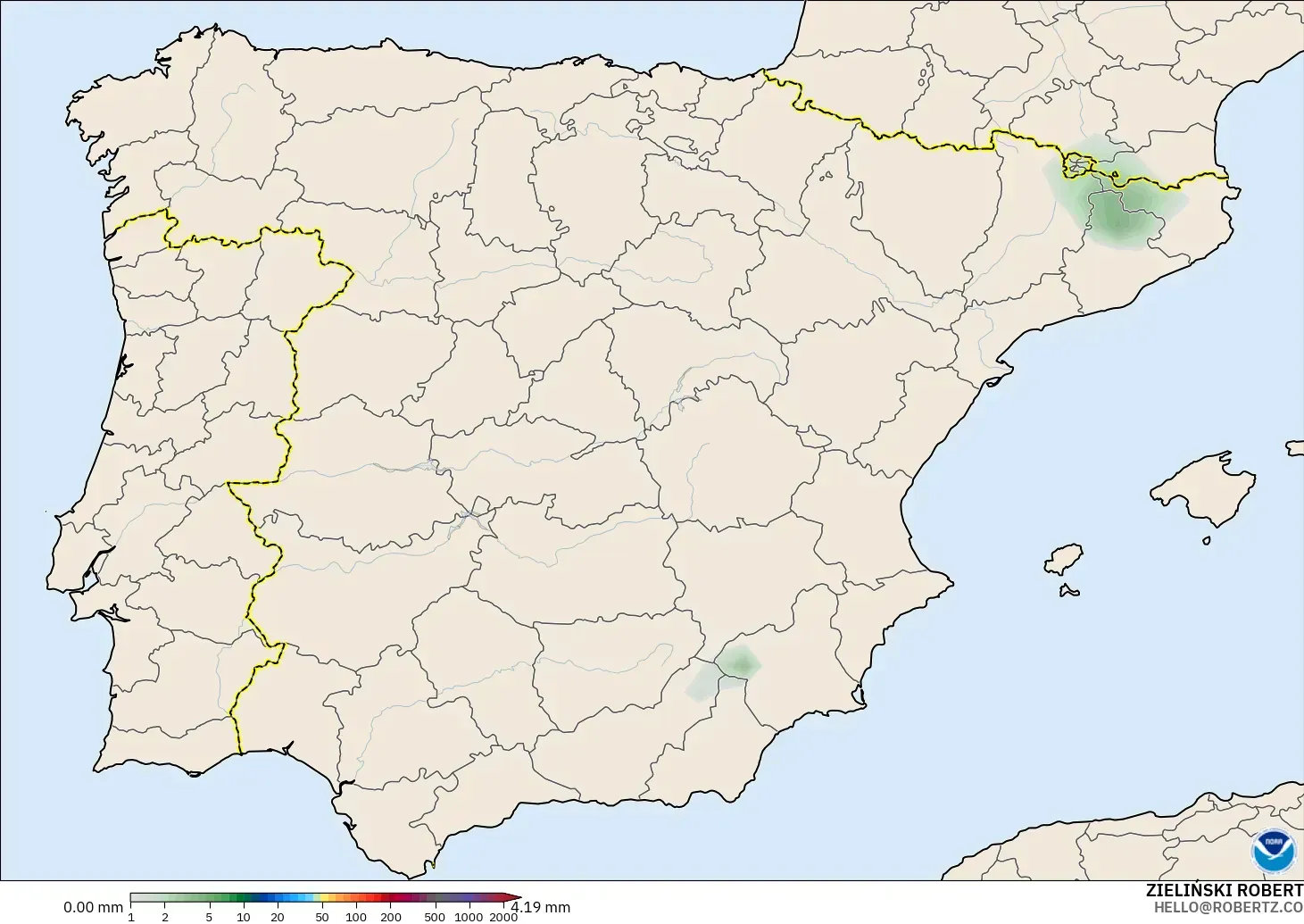 GFS modelo - Spain, Precipitation Accumulation