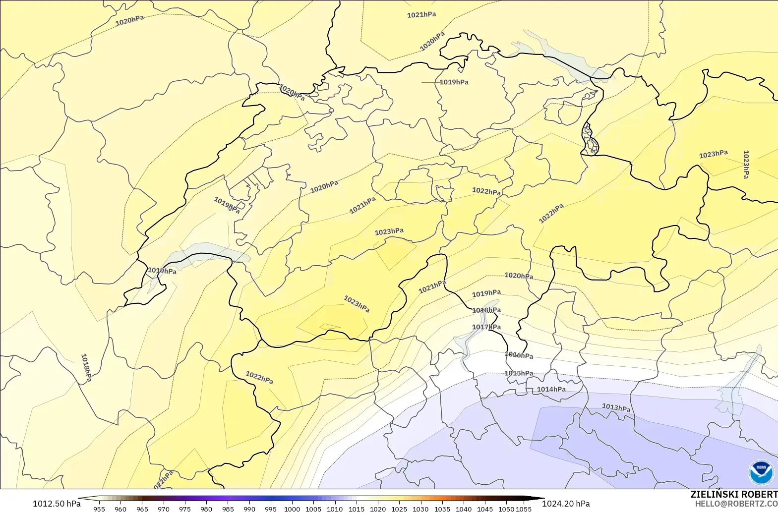 GFS modelo - Switzerland, Pressure