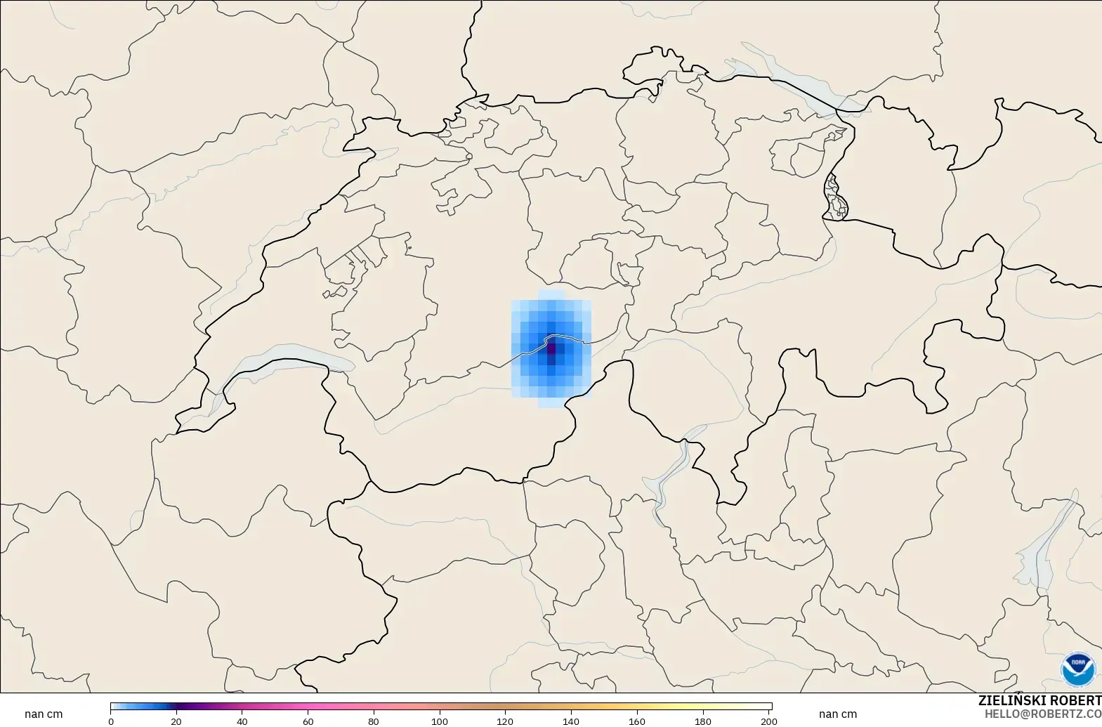 GFS modelo - Switzerland, Snow Depth