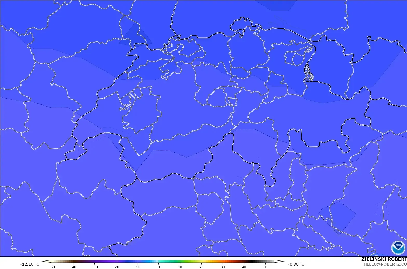 GFS modelo - Switzerland, Temperature at 500hPa