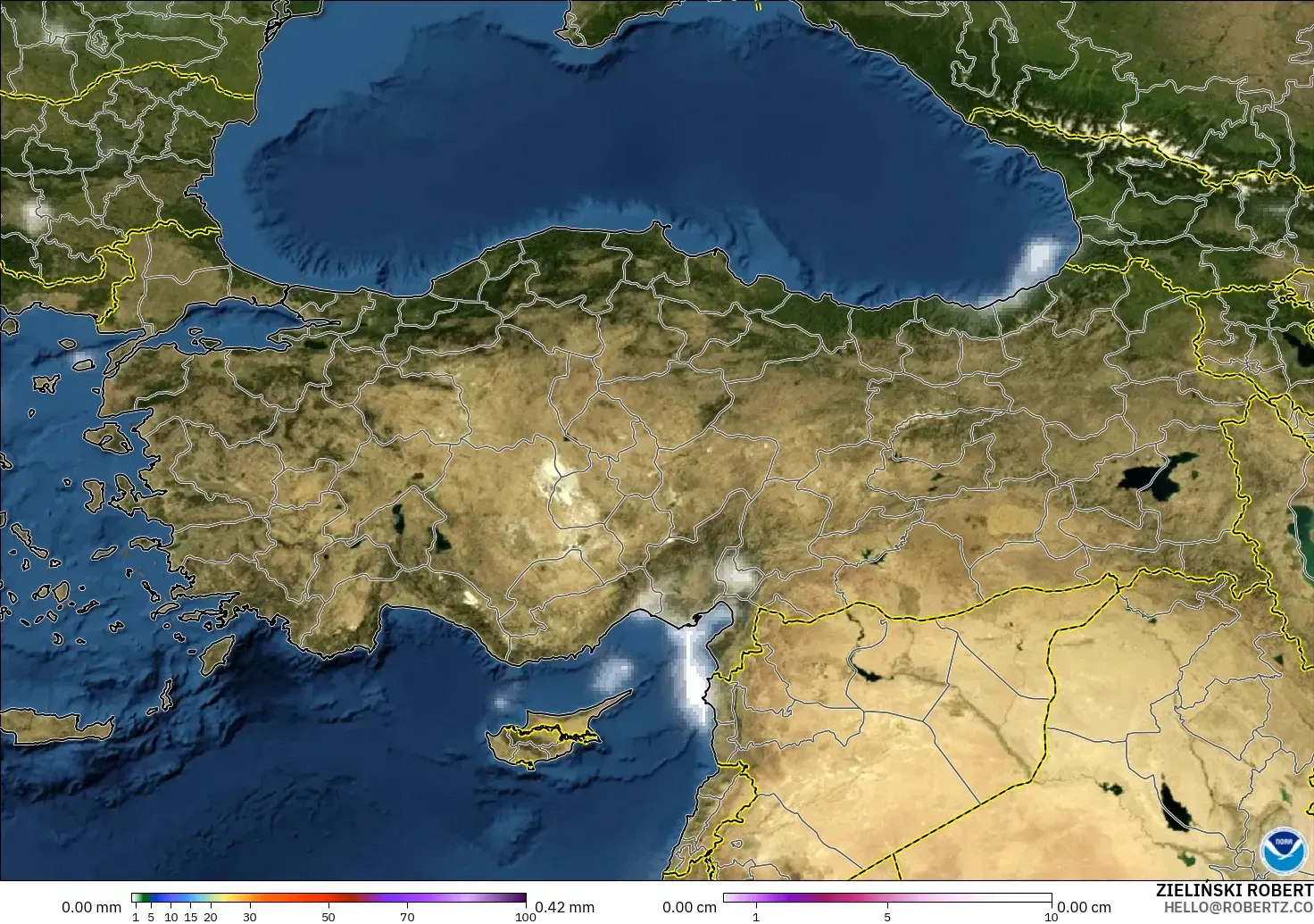 GFS modelo - Turkey, Precipitation, Clouds, and Pressure
