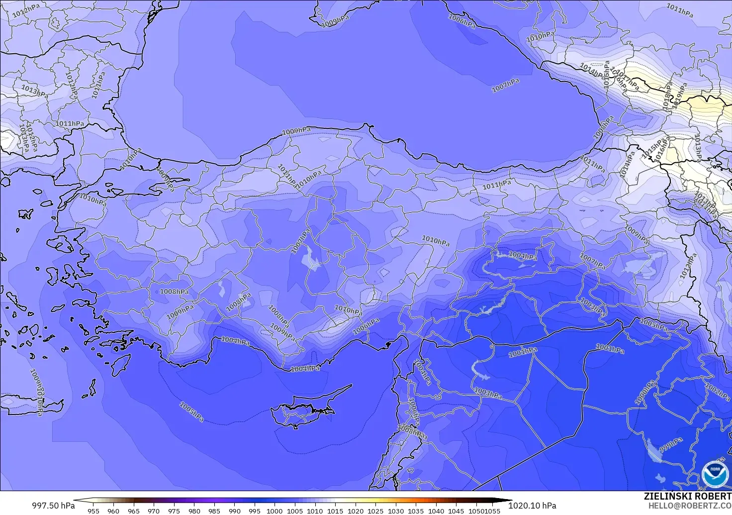 GFS modelo - Turkey, Pressure