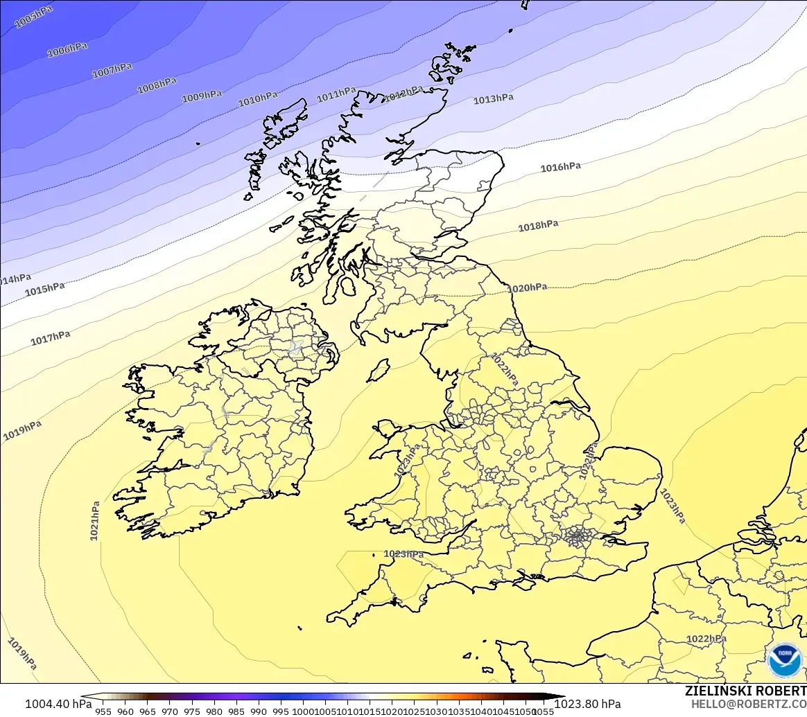 GFS modelo - United Kingdom, Pressure