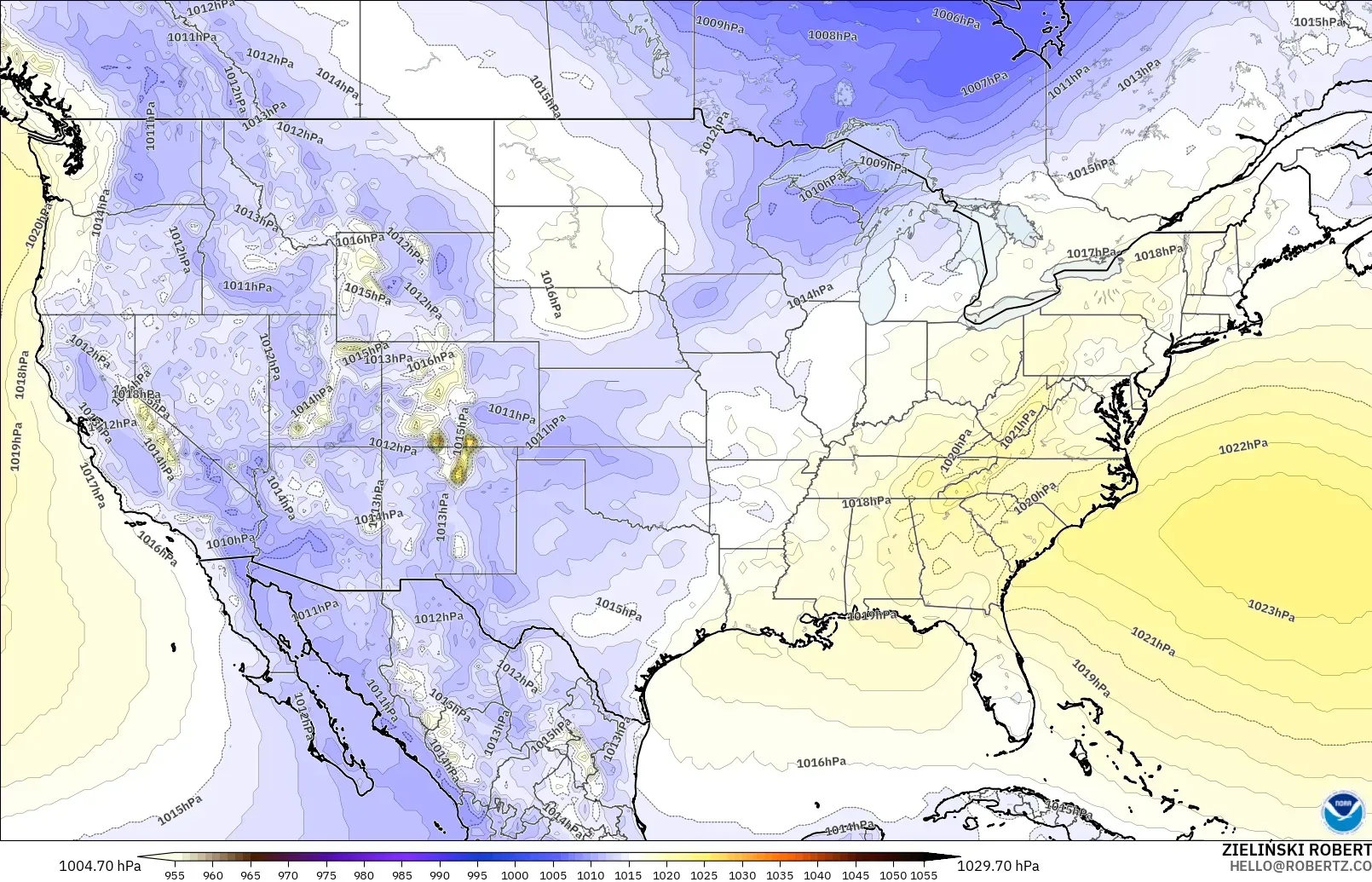 GFS modelo - United States, Pressure