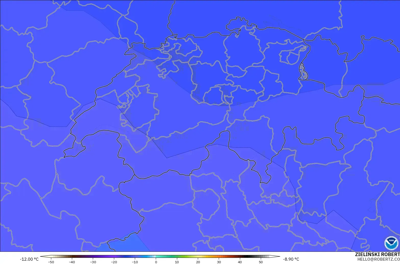 GFS modelo - Switzerland, Temperature at 500hPa