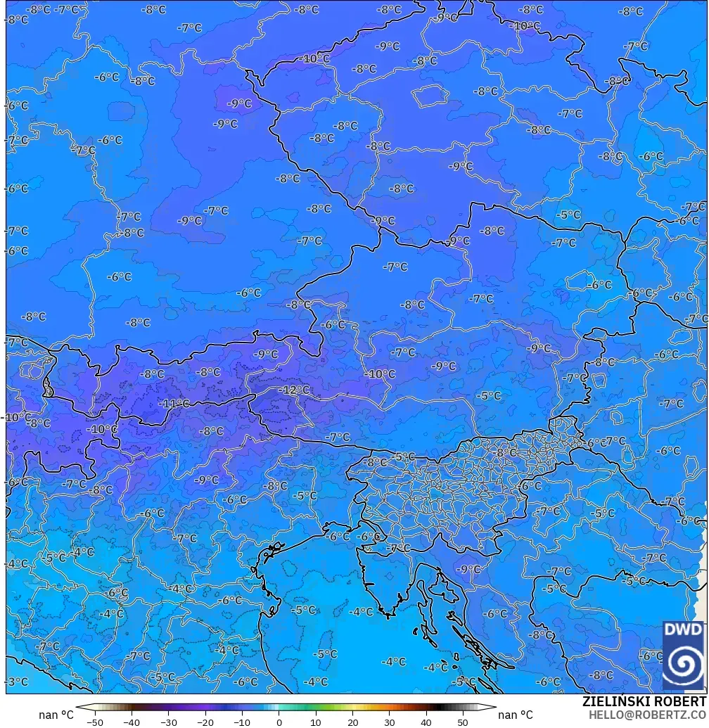 ICON Germany 2 km modelo - Austria, Temperature at 500hPa