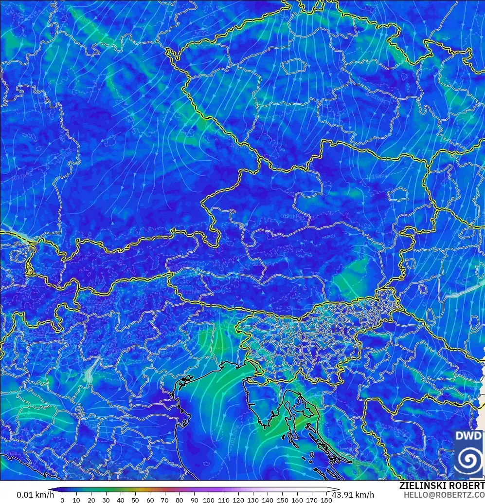 ICON Germany 2 km modelo - Austria, Wind at 10m