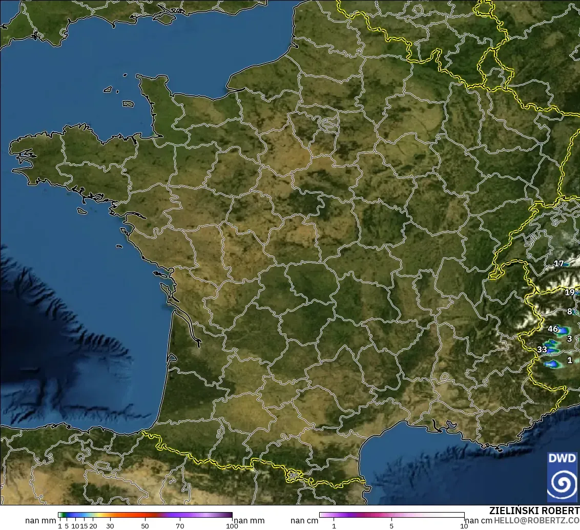ICON Germany 2 km modelo - France, Precipitation, Clouds, and Pressure