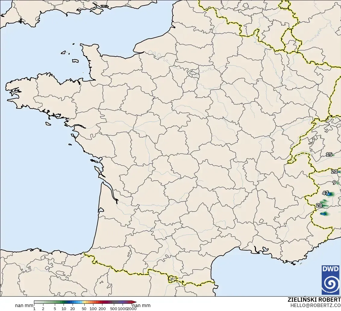 ICON Germany 2 km modelo - France, Precipitation Accumulation