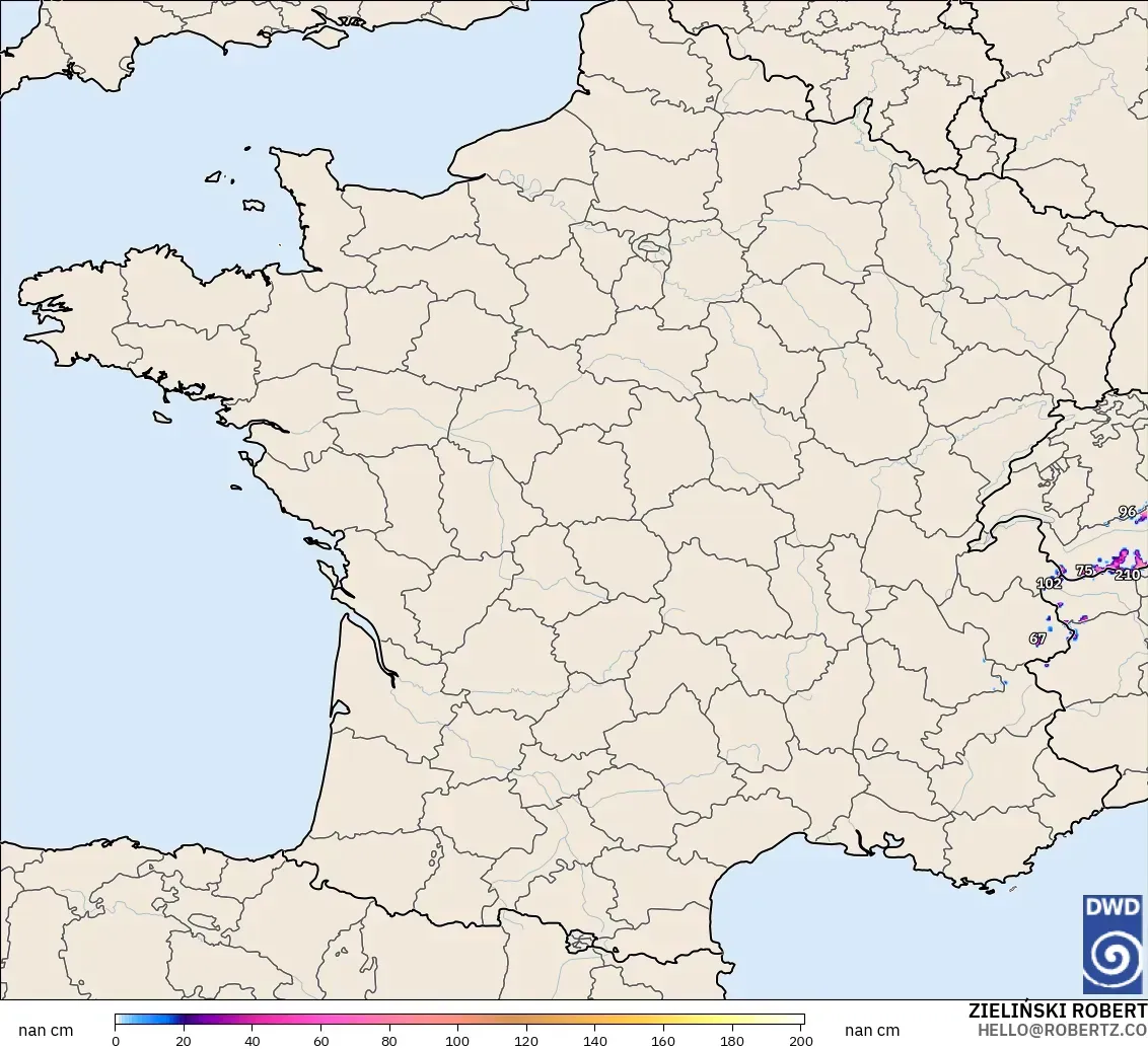 ICON Germany 2 km modelo - France, Snow Depth