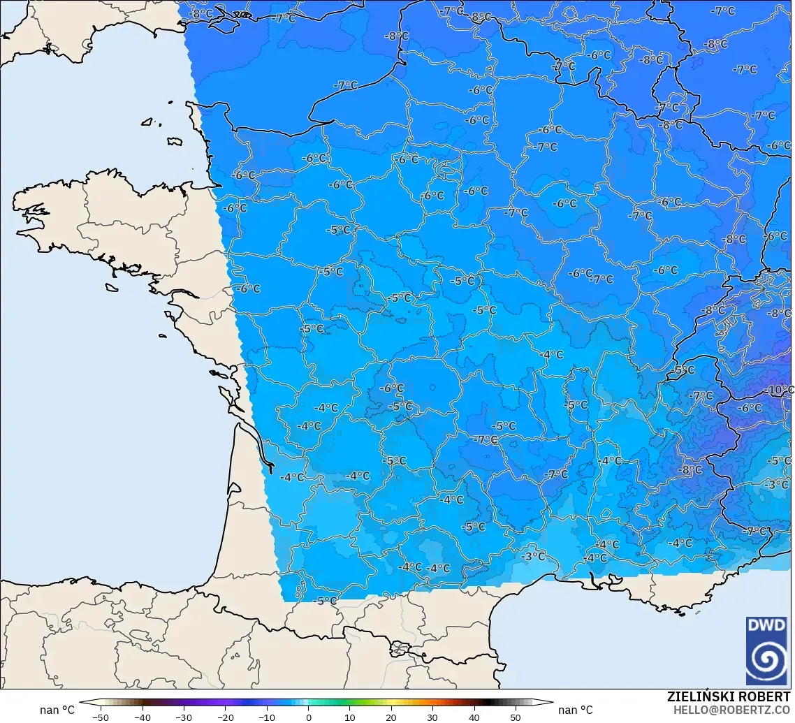 ICON Germany 2 km modelo - France, Temperature at 500hPa