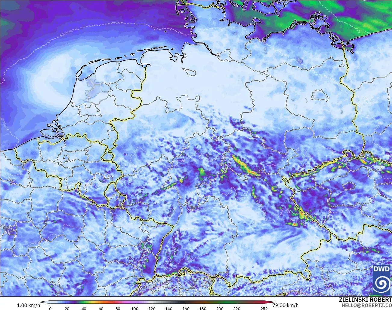 ICON Germany 2 km modelo - Germany, Wind Gusts