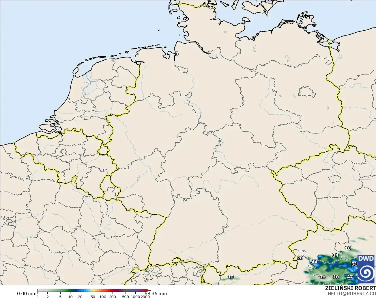ICON Germany 2 km modelo - Germany, Precipitation Accumulation