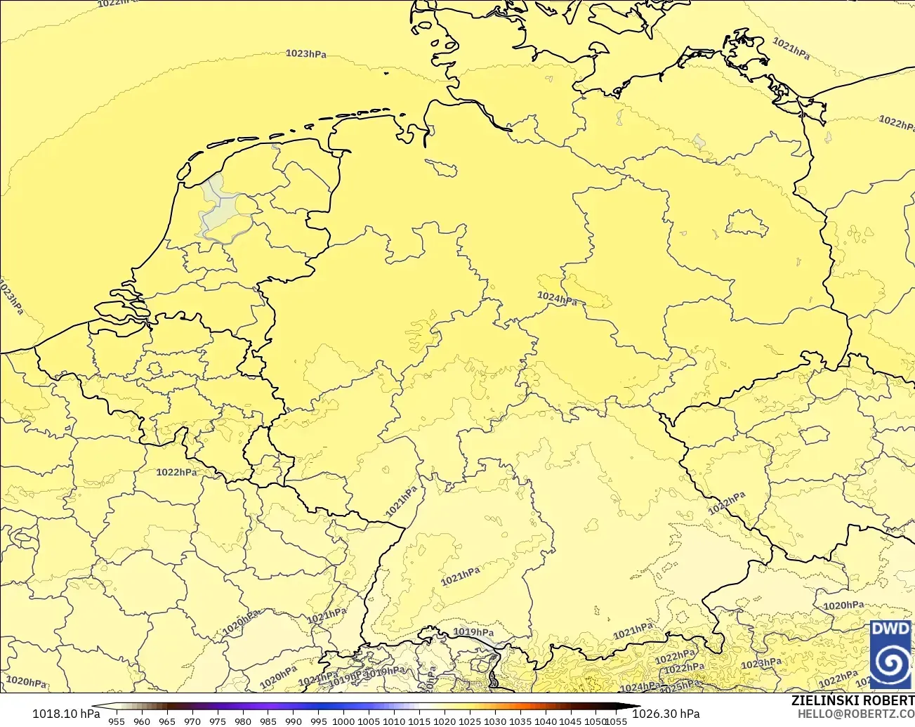 ICON Germany 2 km modelo - Germany, Pressure