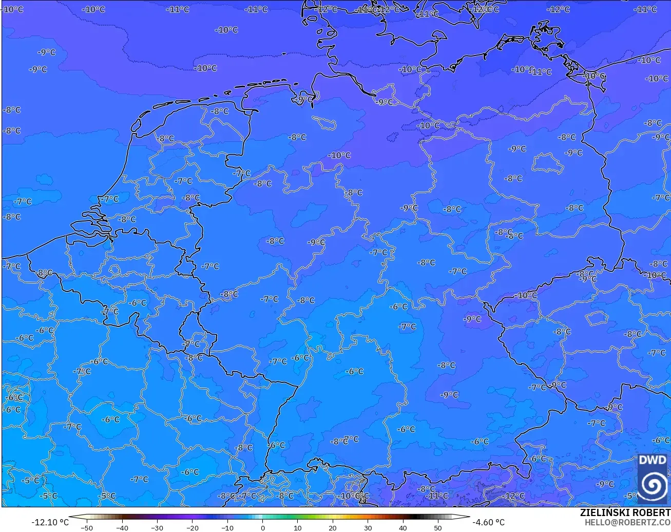 ICON Germany 2 km modelo - Germany, Temperature at 500hPa