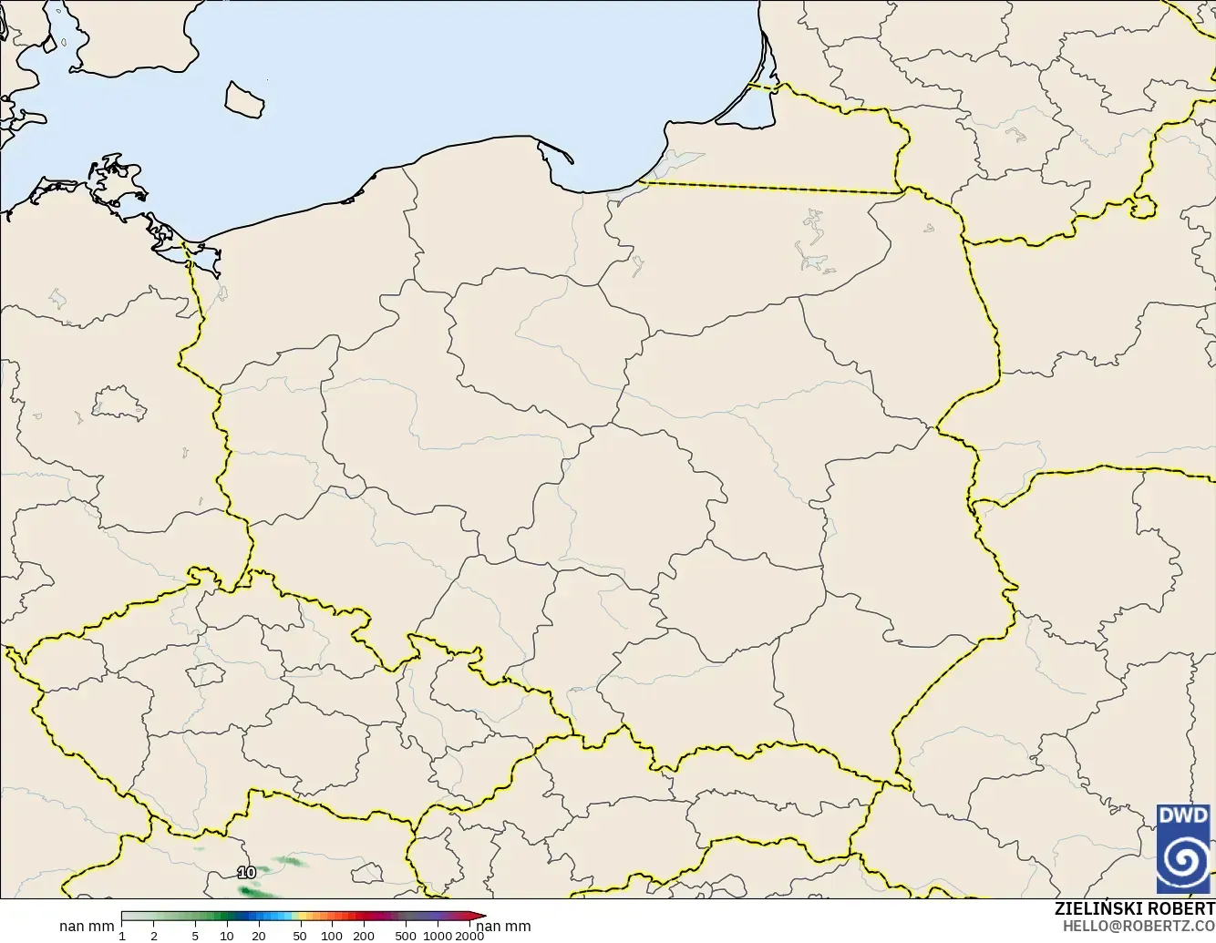 ICON Germany 2 km modelo - Poland, Precipitation Accumulation