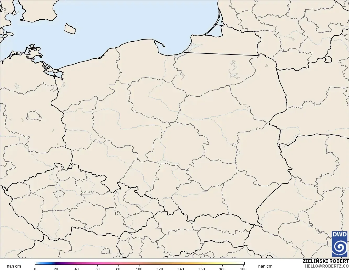 ICON Germany 2 km modelo - Poland, Snow Depth