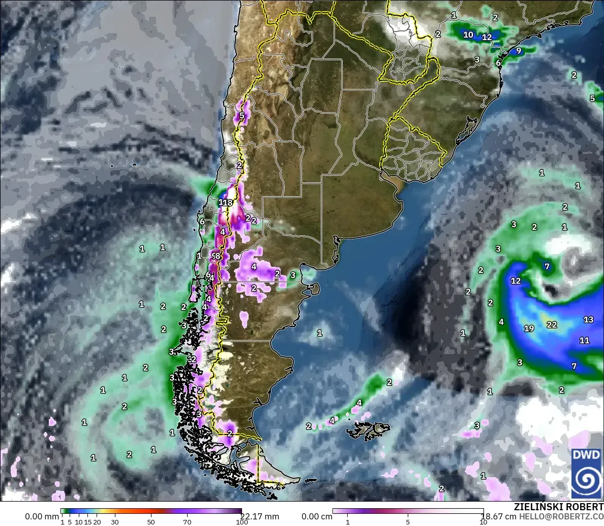 ICON modelo - Argentina, Precipitation, Clouds, and Pressure