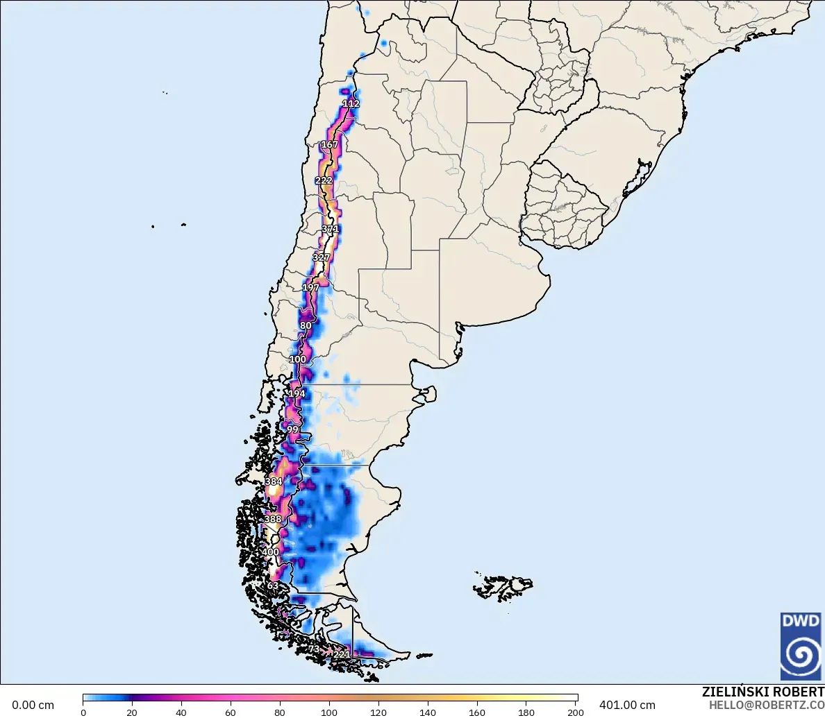 ICON modelo - Argentina, Snow Depth