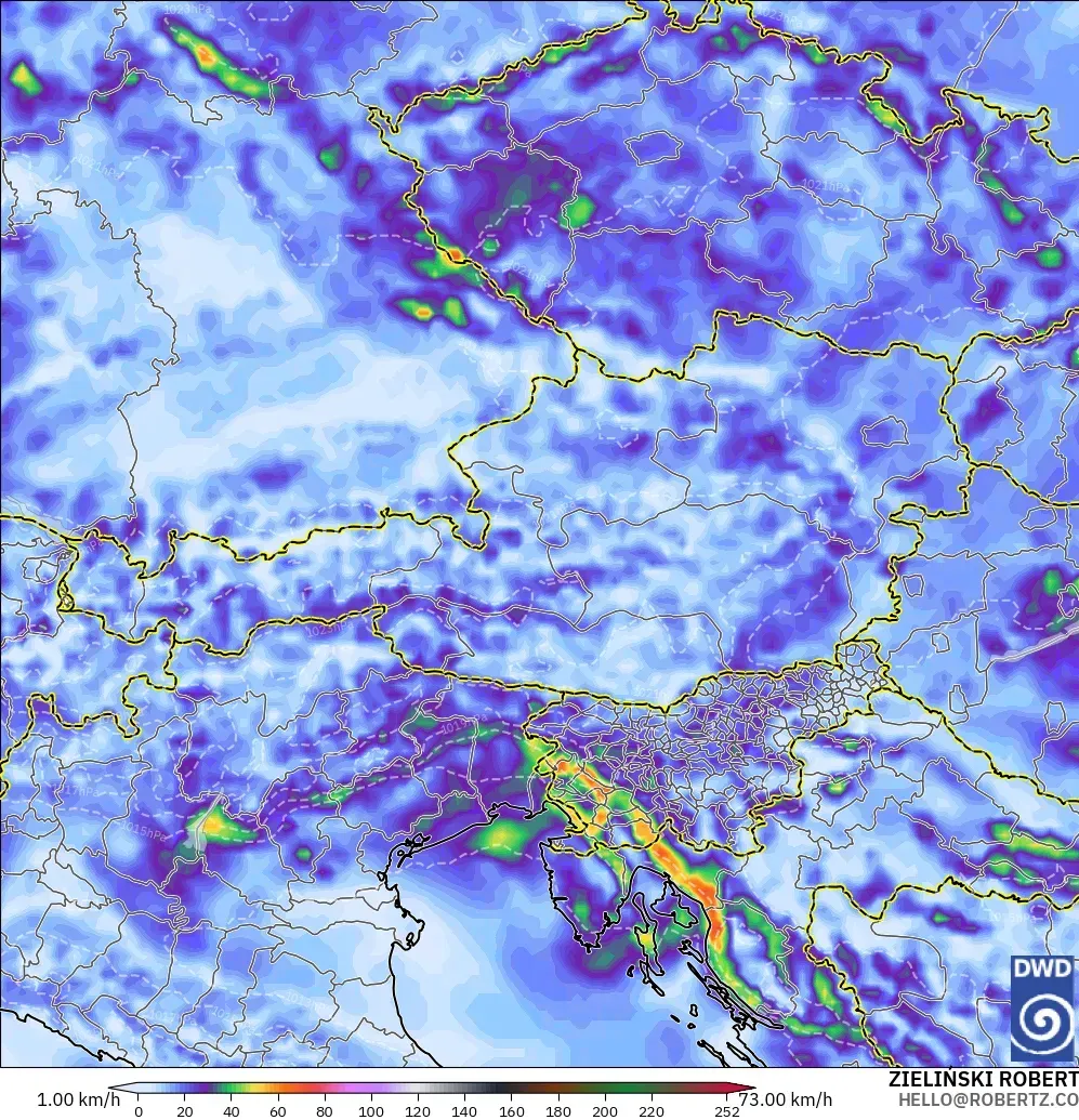 ICON modelo - Austria, Wind Gusts