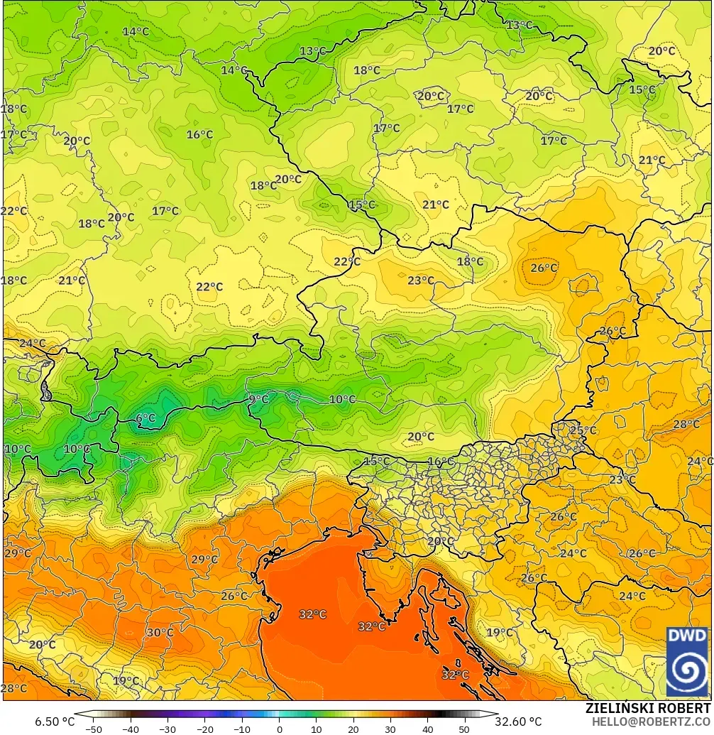 ICON modelo - Austria, Temperature at 2m