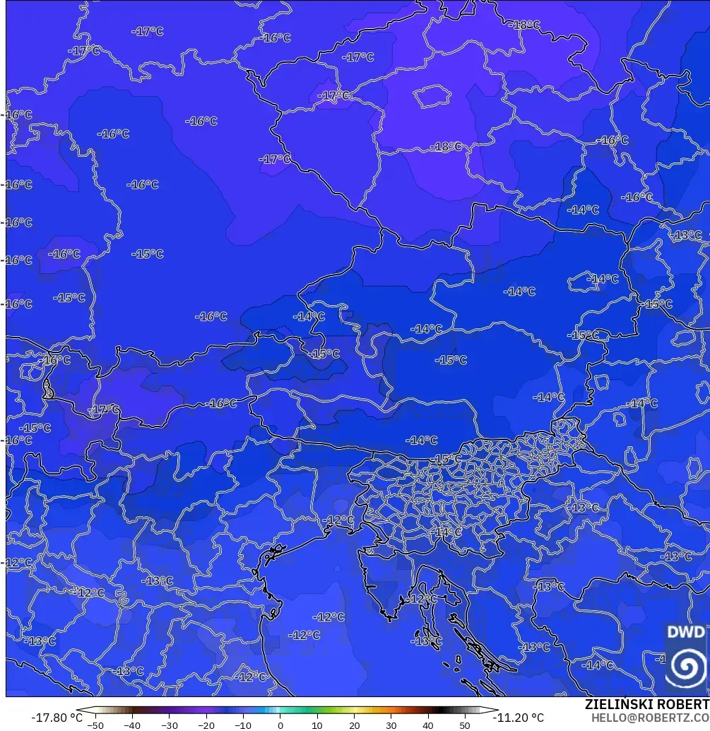 ICON modelo - Austria, Temperature at 500hPa