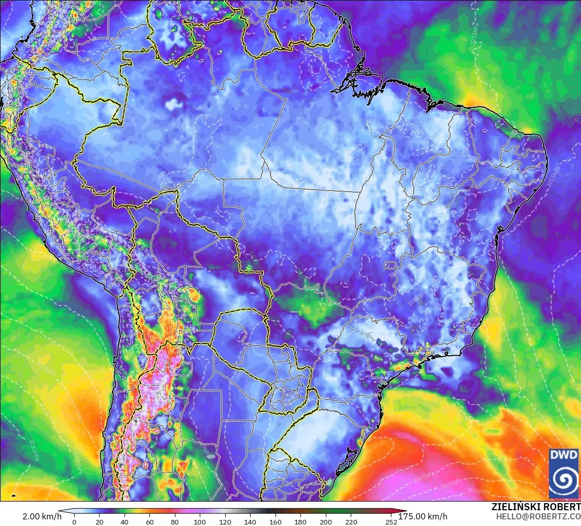 ICON modelo - Brazil, Wind Gusts Peak