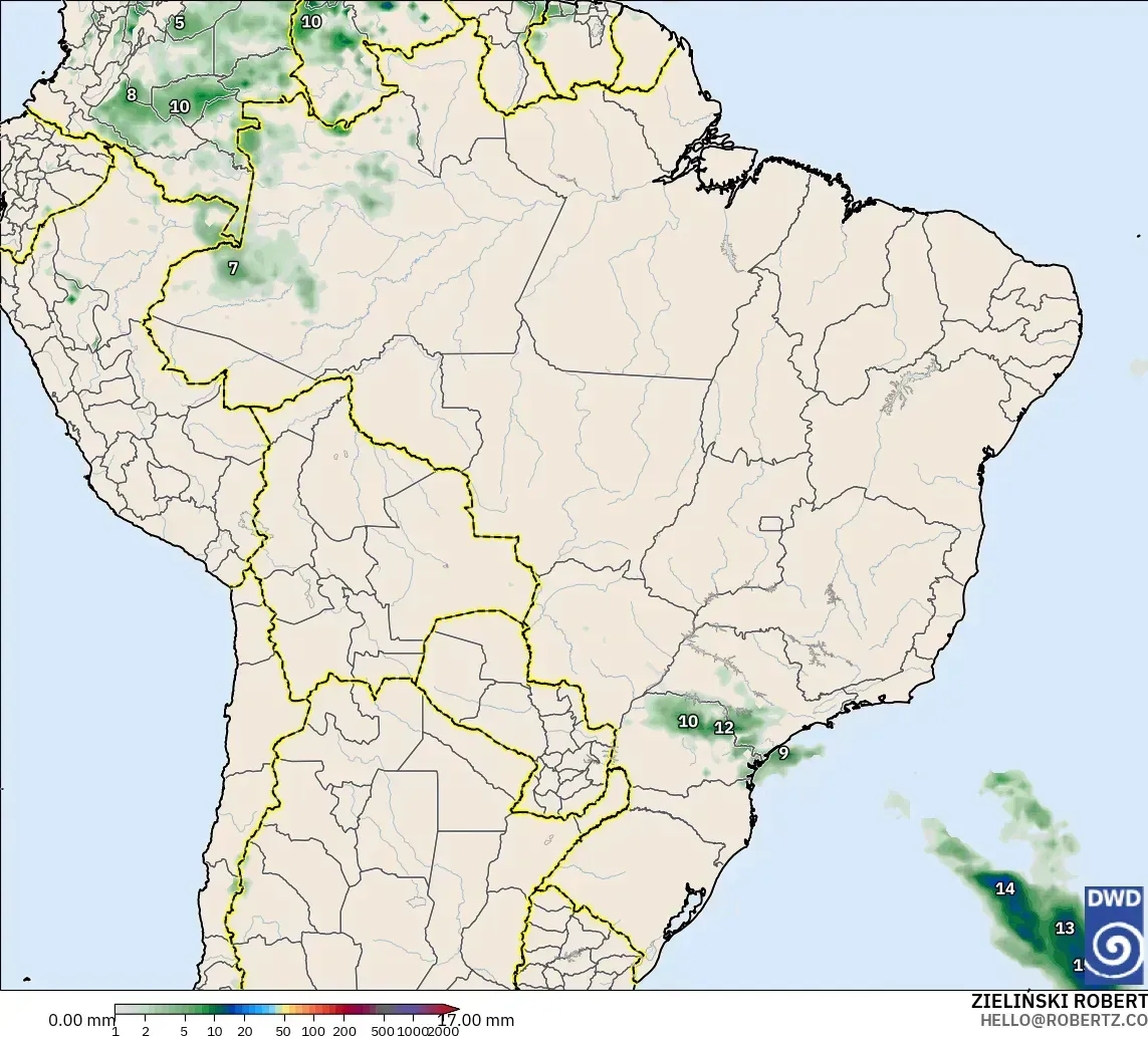 ICON modelo - Brazil, Precipitation Accumulation