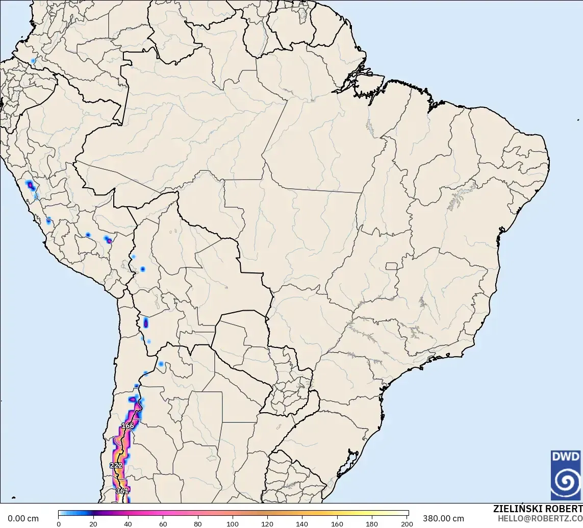 ICON modelo - Brazil, Snow Depth