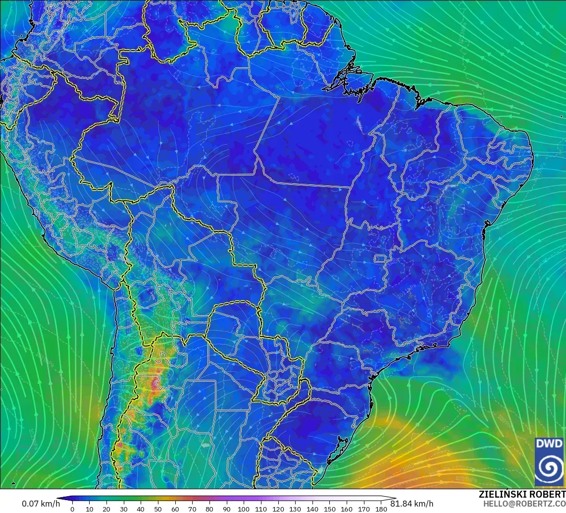 ICON modelo - Brazil, Wind at 10m