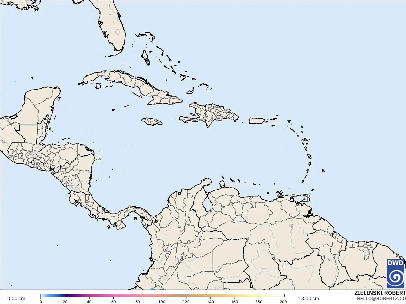 ICON modelo - Caribbean, Snow Depth