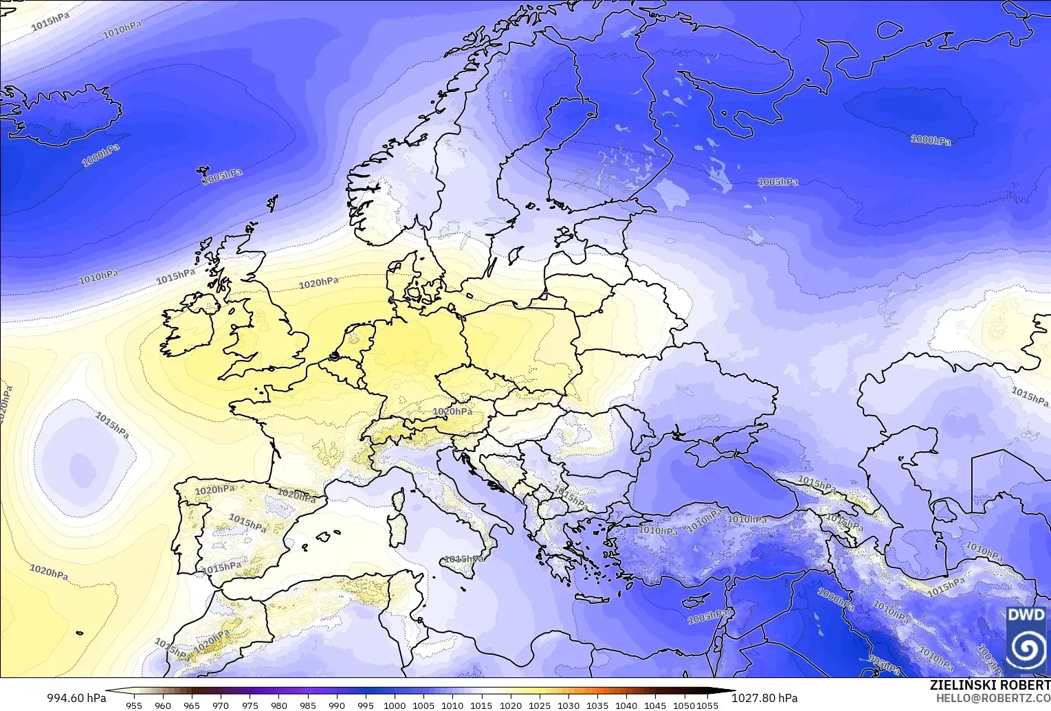 ICON modelo - Europe, Pressure