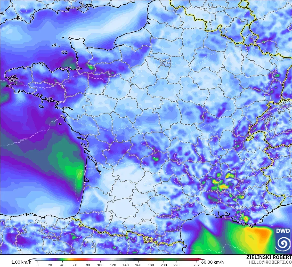 ICON modelo - France, Wind Gusts