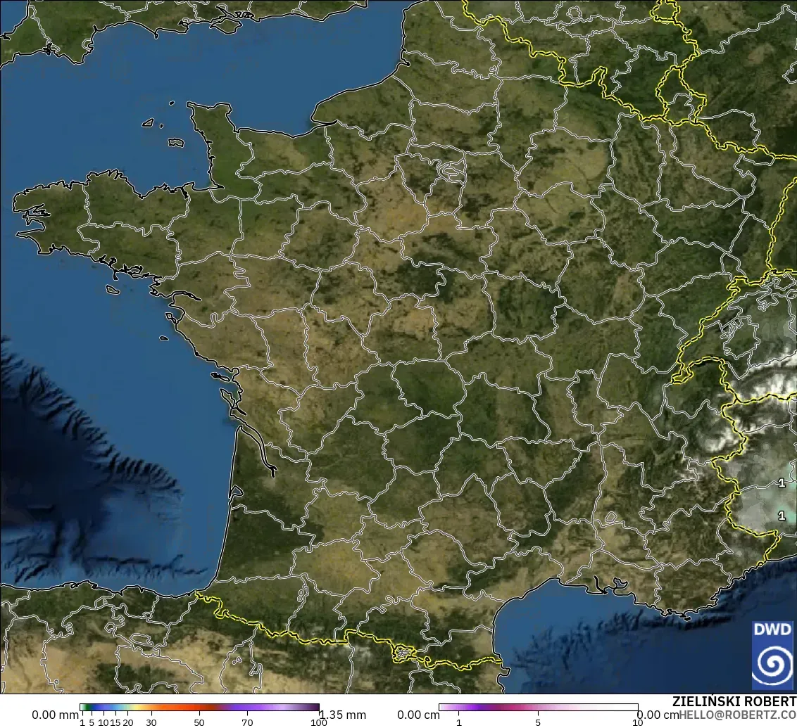ICON modelo - France, Precipitation, Clouds, and Pressure