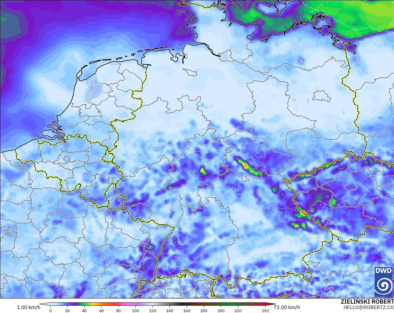 ICON modelo - Germany, Wind Gusts