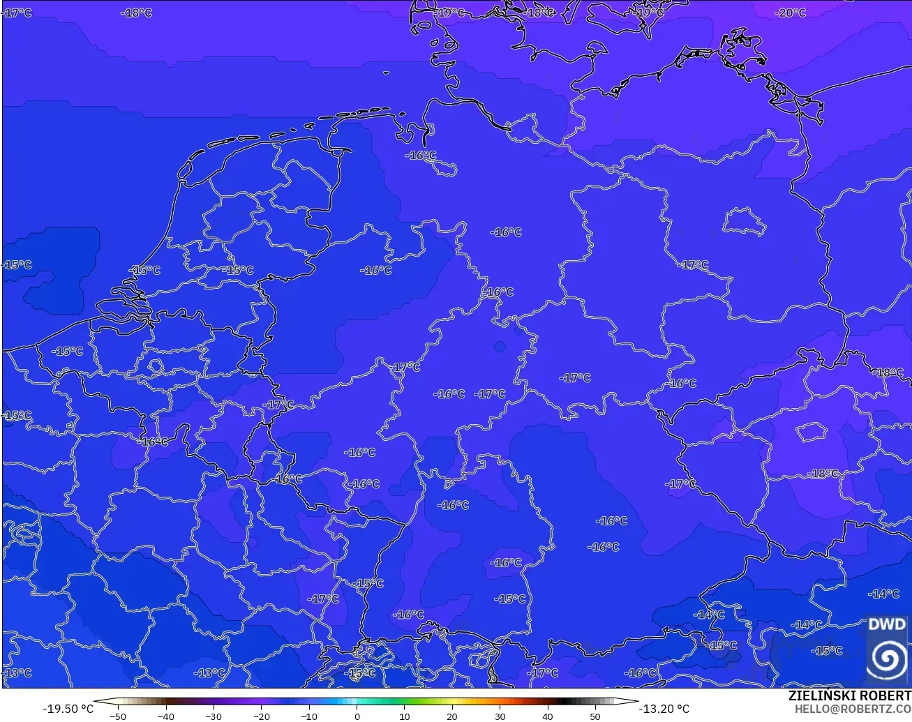 ICON modelo - Germany, Temperature at 500hPa