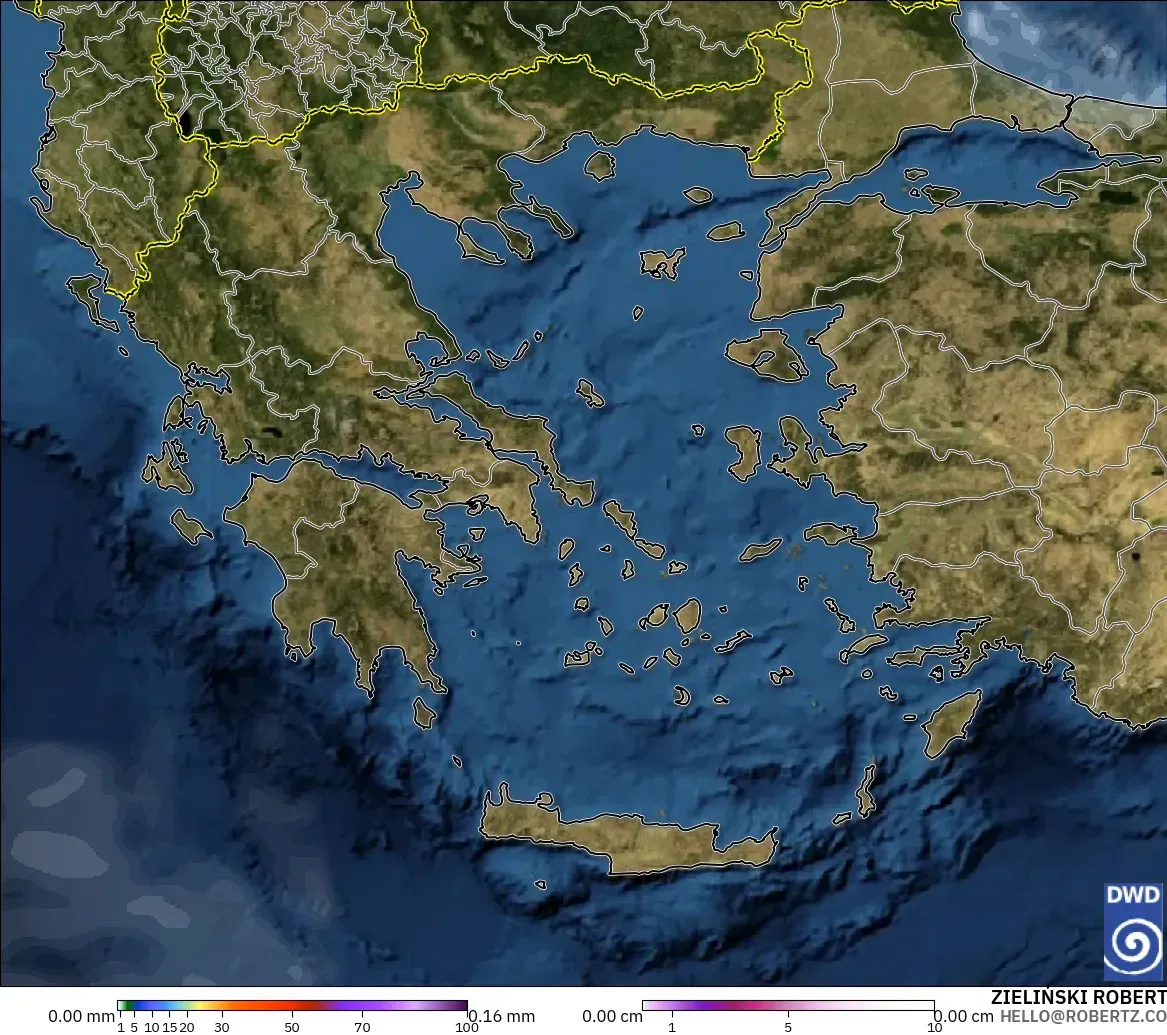ICON modelo - Greece, Precipitation, Clouds, and Pressure