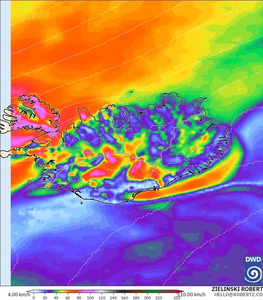 ICON modelo - Iceland, Wind Gusts