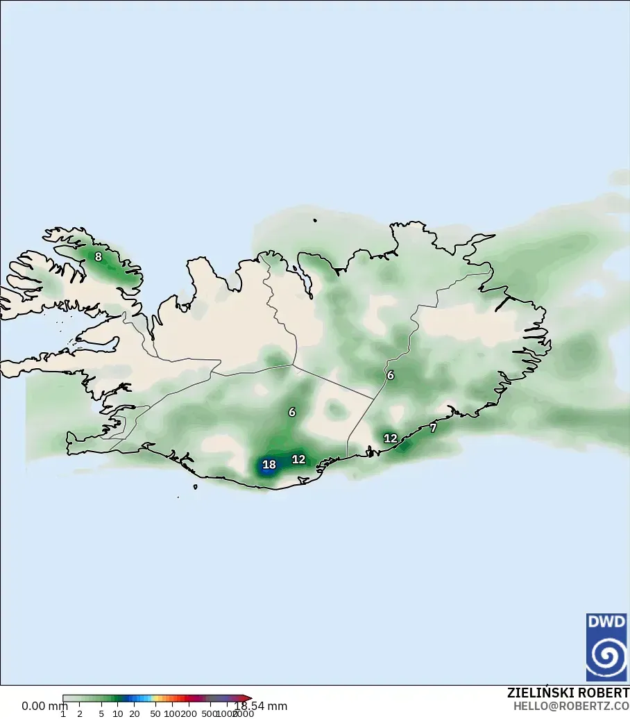 ICON modelo - Iceland, Precipitation Accumulation