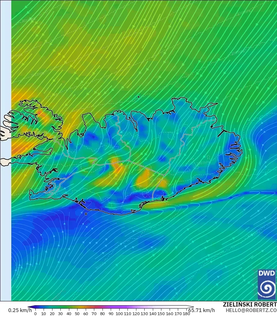 ICON modelo - Iceland, Wind at 10m