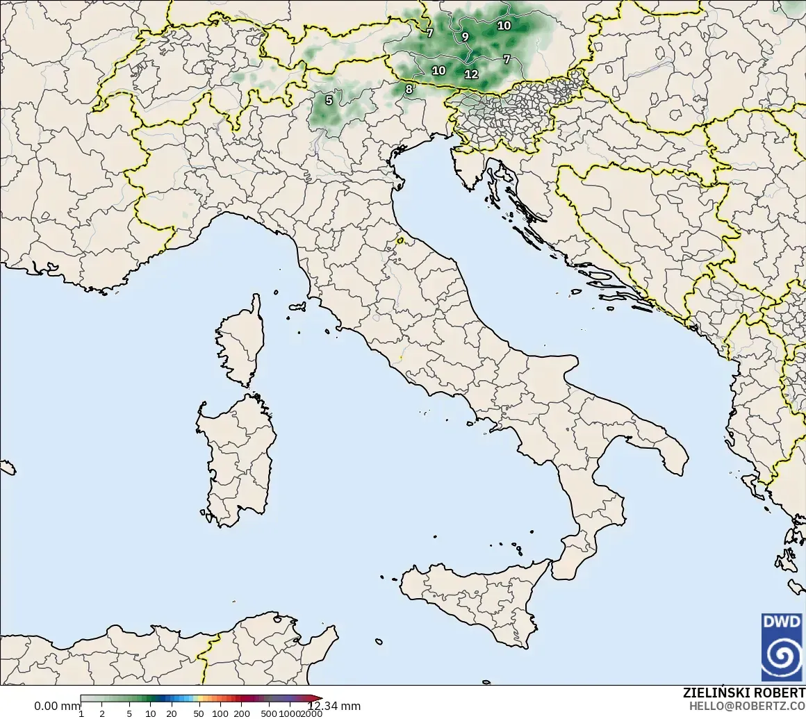 ICON modelo - Italy, Precipitation Accumulation